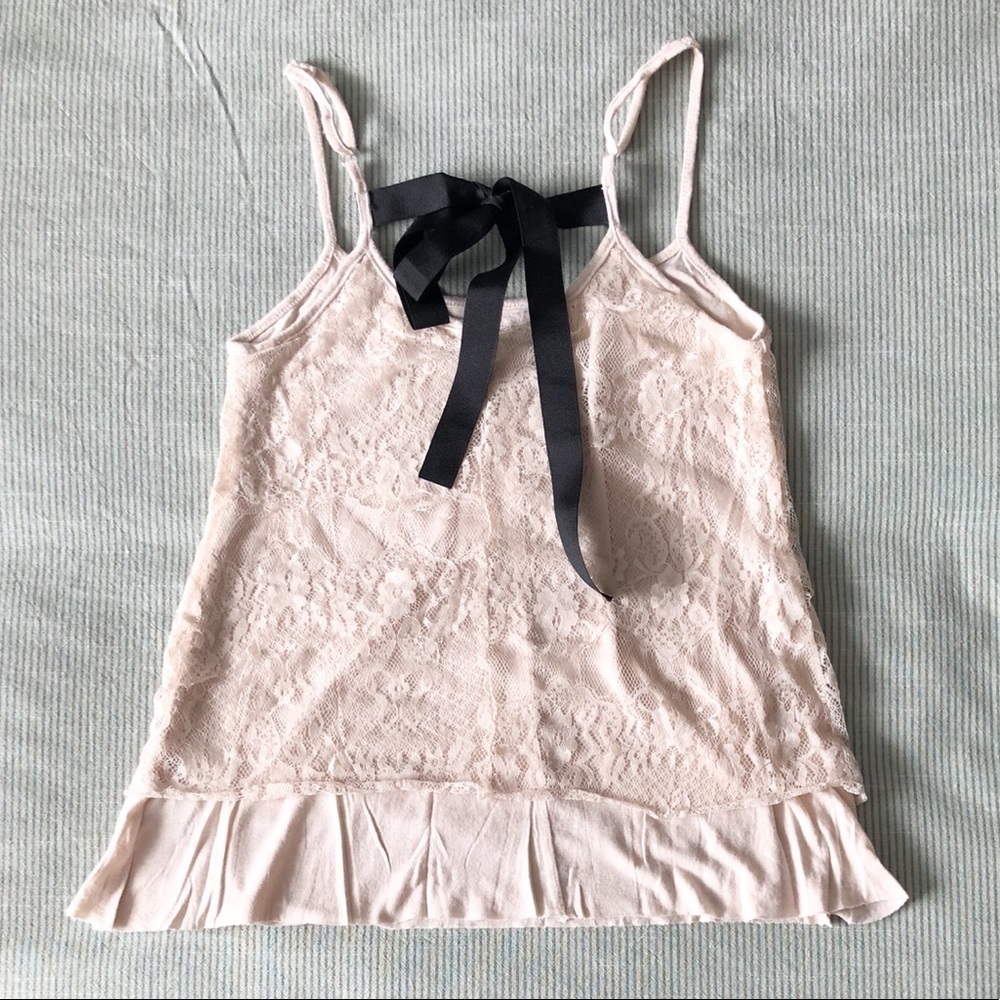 𝅺LAYERED lace tie back tank